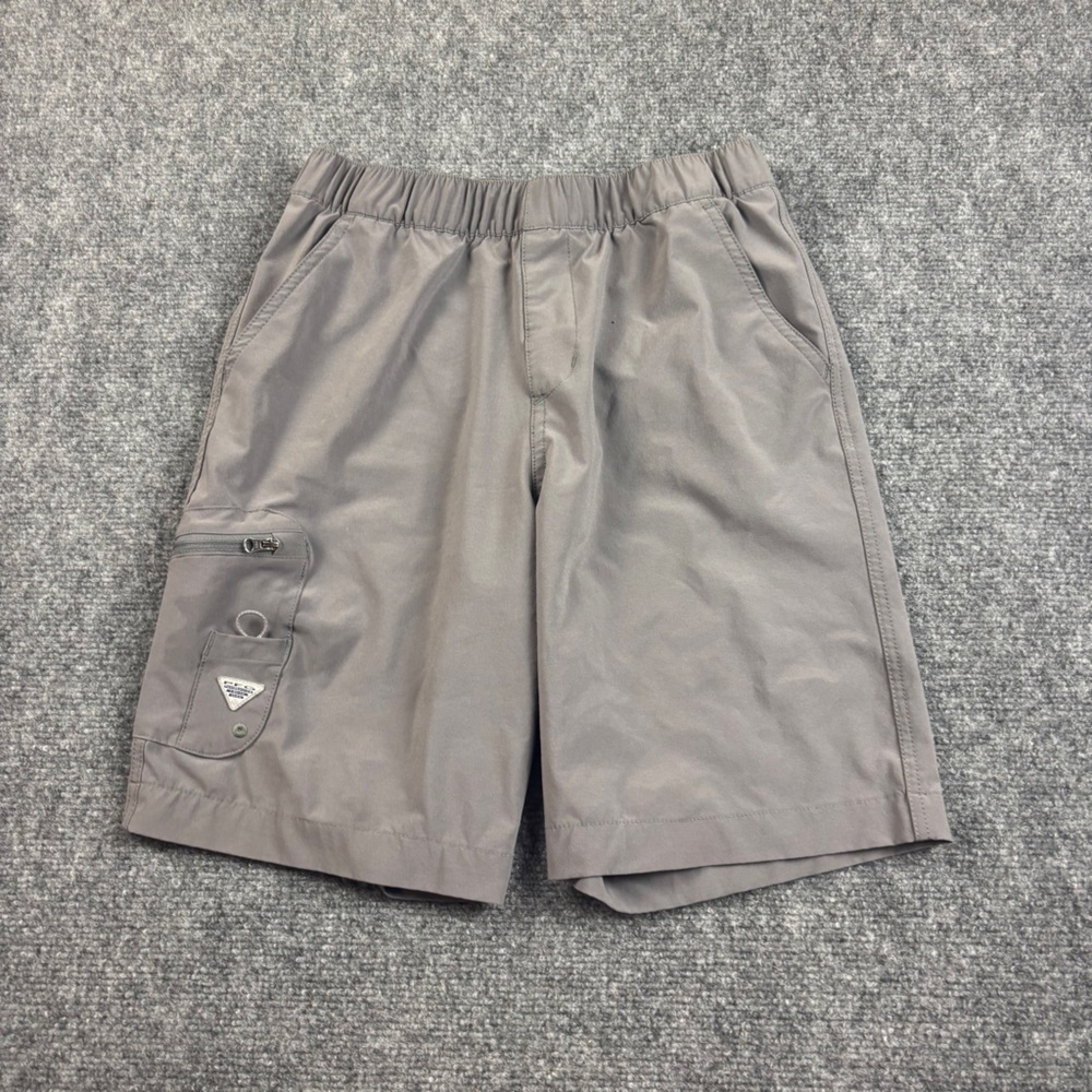 COLUMBIA Boy Grey Omni-Shade Performance Fishing Gear Cargo Shorts - Large 14/16